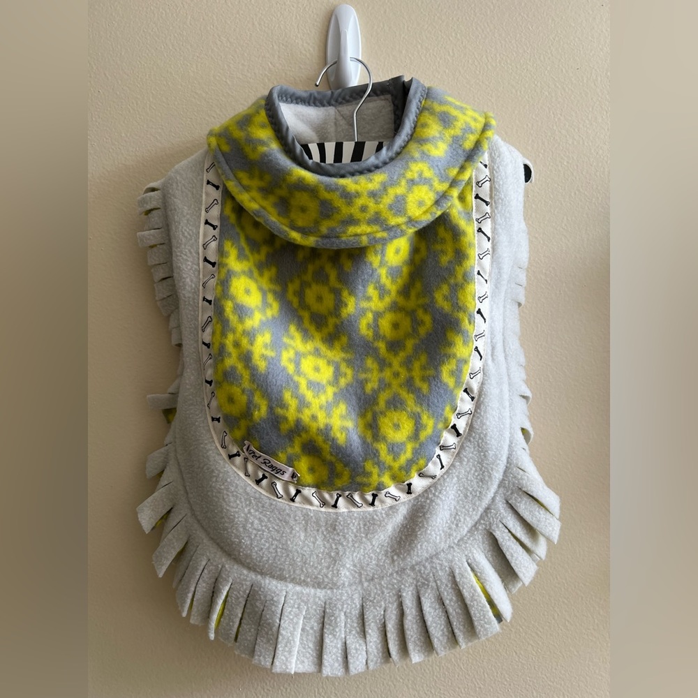Designer Handmade Fleece Jacket with Collar.
